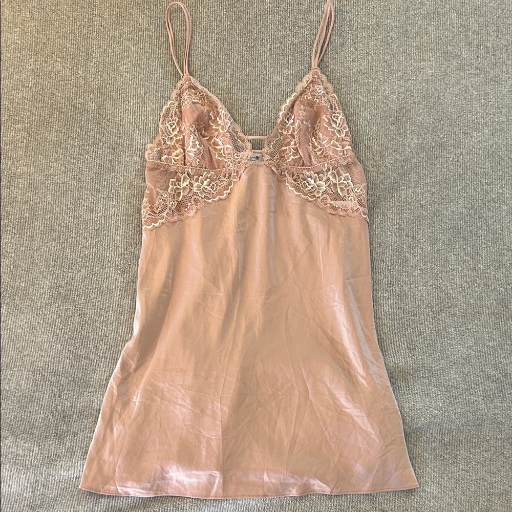 Champagne Lace Trimmed Slip Dress